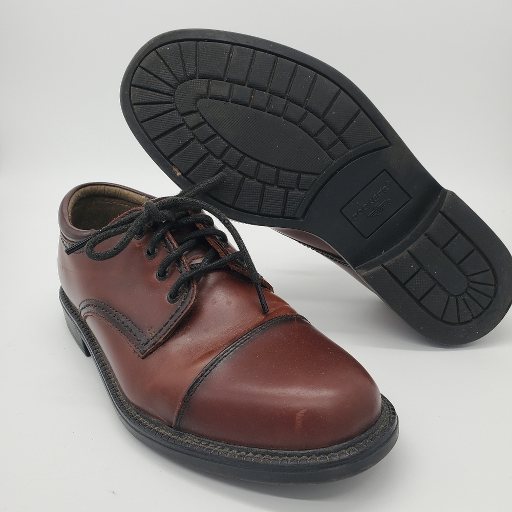 DOCKERS Gordon Men's Size 7 M Cognac Leather Dress Shoes 90-2219